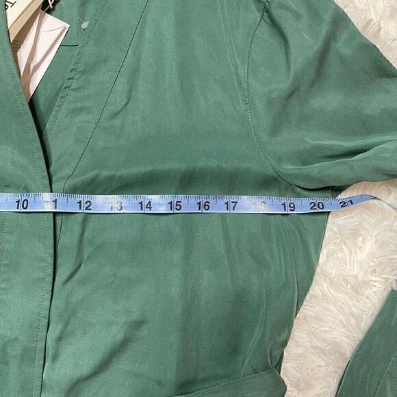 ICHI Green Blouson Snap Button Front Dress Long Sleeve Pockets Size 38 Medium - Picture 3 of 14